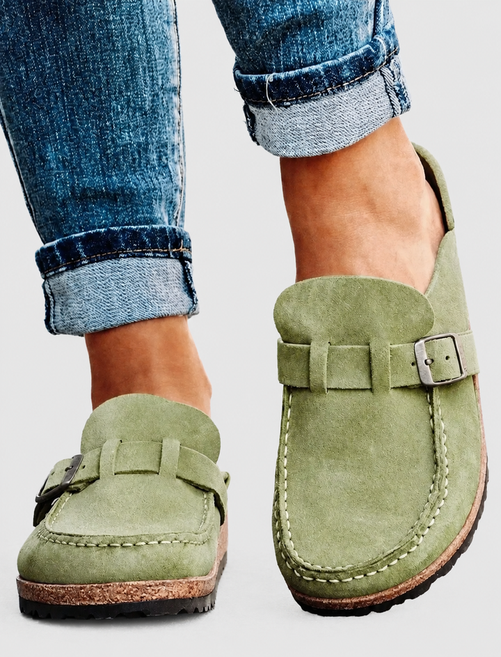The Everyday Suede Buckle Mule