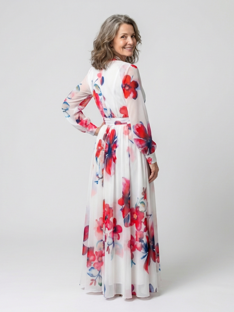 LILLIAN | FLORAL LONG SLEEVE WRAP MAXI DRESS